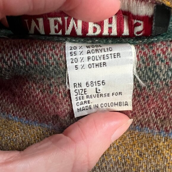 Vintage Striped Wool Oversized Sweater Vest Boho Western Rustic Bohemian Hippie - Picture 5 of 6